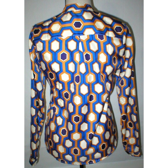 Womens New The Limited Blouse Work Play Blue Orange Cream Geometric Purple S Top - Picture 3 of 12